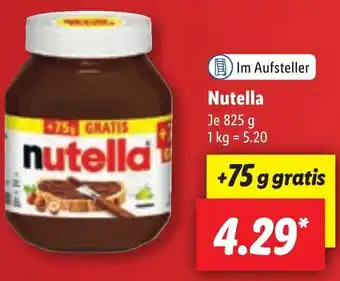 Lidl Nutella 825 g Angebot