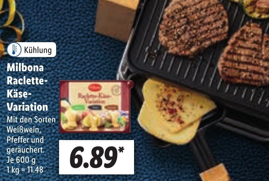 Milbona Raclette Käse Variation 600 g Angebot bei Lidl