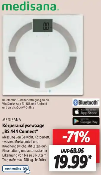 Lidl Medisana Körperanalysewaage BS 444 Connect Angebot