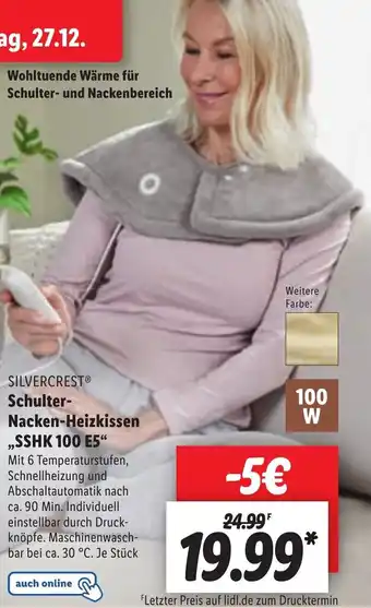 Lidl Silvercrest Schulter Nacken Heizkissen SSHK 100 E5 Angebot