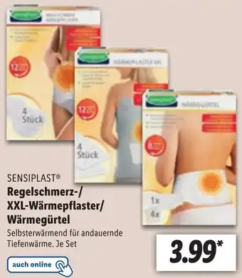 Lidl Sensiplast Regelschmerz/XXL Wärmepflaster/Wärmegürtel Angebot