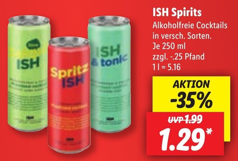 ISH Spirits 250 ml Angebot bei Lidl