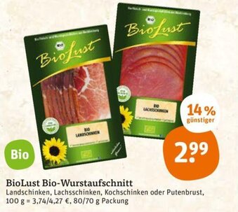 tegut BioLust Bio Wurstaufschnitt 80/70g Angebot