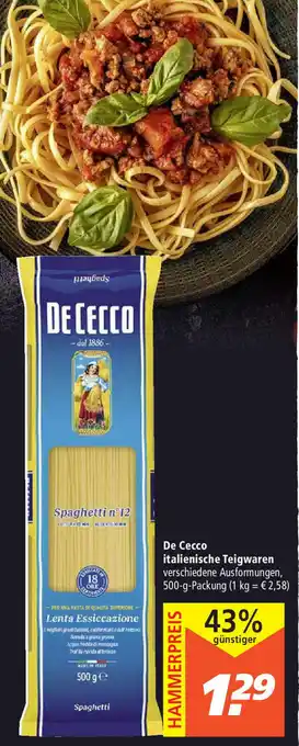 Marktkauf De Cecco italienische Teigwaren 500g Angebot