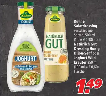 Marktkauf Kühne Salatdressing 500ml auch Natürlich Gut Dressing Honig Dijon Senf oder Joghurt Wildkräuter 250ml Angebot