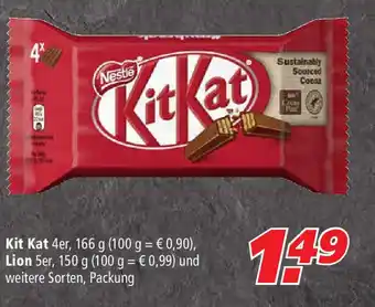 Marktkauf Kit Kat 166g oder Lion 150g Angebot