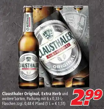 Marktkauf Clausthaler Original, Extra Herb 6x0,33L Angebot