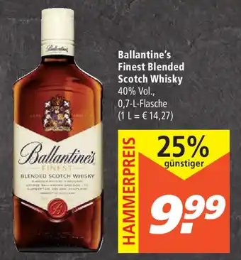 Marktkauf Ballantine's Finest Blended Scotch Whisky 0,7L Angebot