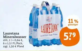 tegut Lauretana Mineralwasser 6x1,5L Angebot