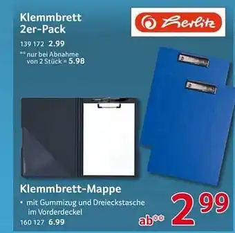 Selgros Klemmbrett oder klemmbrett-mappe herlitz Angebot