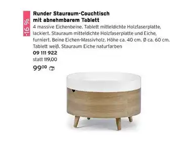 Tchibo Runder stauraum-couchtisch mit abnehmbaren tablett Angebot