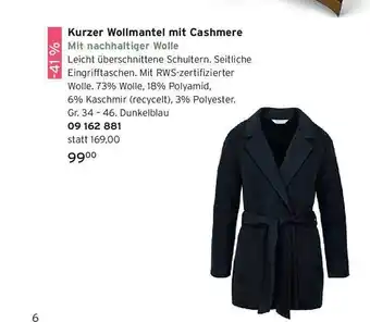 Tchibo Kurzer wollmantel mit cashmere Angebot