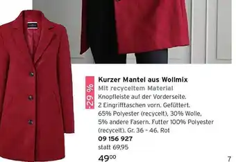 Tchibo Kurzer mantel aus wollmix Angebot