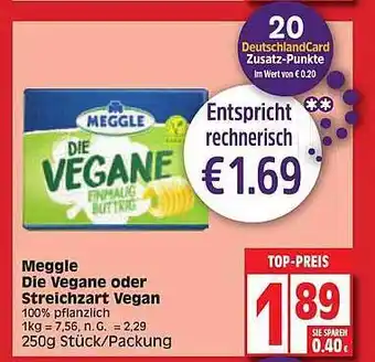 Edeka Meggle die vegane oder streichzart vegan Angebot