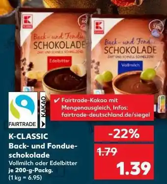 Kaufland K-classic back- und fondue-schokolade Angebot