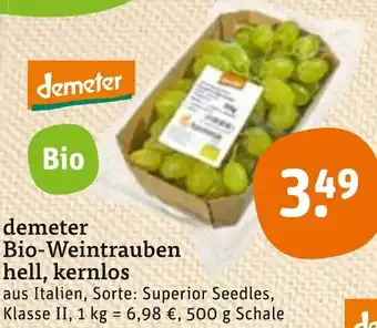 tegut Demeter Bio Weintrauben hell, kernlos 500g Angebot