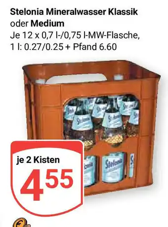 Globus Stelonia Mineralwasser Klassik o. Medium 12*700/750ml Angebot