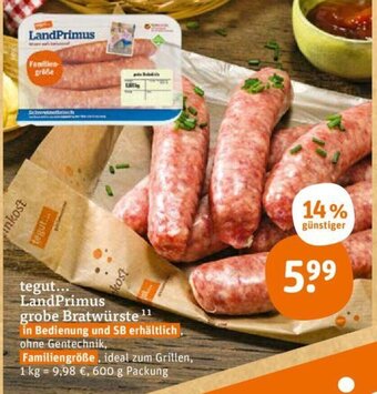 tegut Tegut LandPrimus grobe Bratwürste 600g Angebot