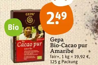 tegut Gepa Bio Cacao pur Amaribel 125g Angebot