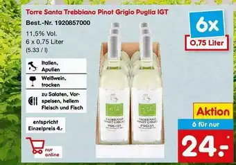 Netto Marken-Discount Torre santa trebbiano pinot grigio puglia igt Angebot