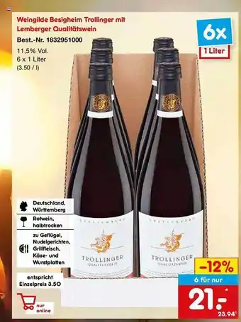 Netto Marken-Discount Weingilde besigheim trollinger mit lemberger qualitätswein Angebot