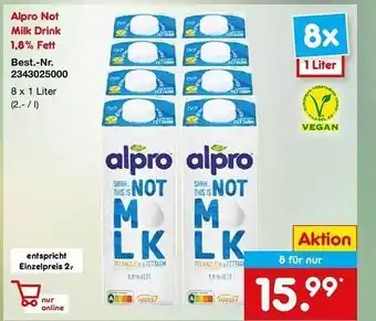 Netto Marken-Discount Alpro not milk drink 1,8% fett Angebot