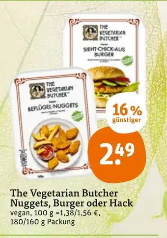 tegut The Vegetarian Butcher Nuggets, Burger oder Hack 180/160g Angebot