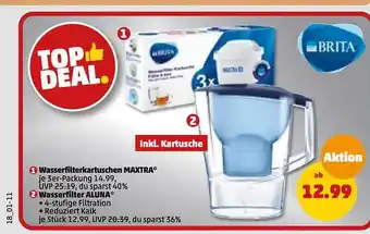 PENNY Wasserfilterkartuschen maxtra wasserfilter aluna brita Angebot