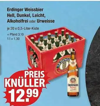 V Markt Erdinger weissbier hell dunkel leicht alkoholfrei oder urweisse Angebot