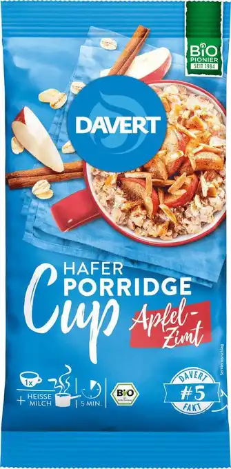 dm drogerie Davert zwischenmahlzeit porridge cup apfel-zimt Angebot