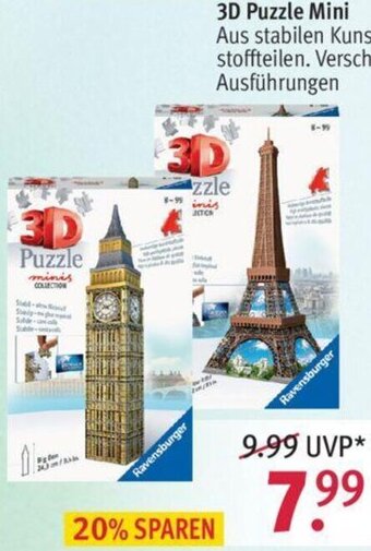 Rossmann 3D Puzzle Mini Angebot