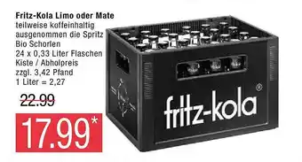 Marktkauf Fritz-kola limo oder mate Angebot