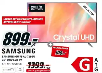 MediaMarkt Samsung GU 75 AU 7199U 75" UHD LED TV Angebot