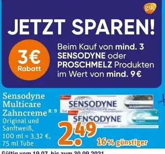 tegut Sensodyne Multicare Zahncreme 75ml Angebot