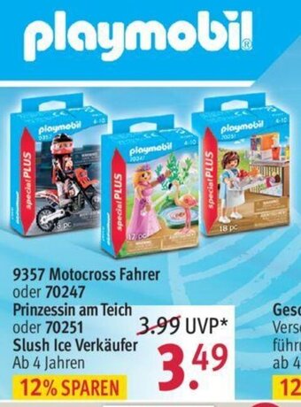 Rossmann Playmobil 9357 Motocross Fahrer oder 70247 Prinzessin am Teich oder 70251 Slush Ice Verkäufer Angebot