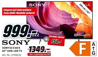 MediaMarkt Sony 65 X 80 K 65" UHD LED TV Angebot