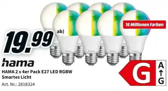 MediaMarkt Hama 2 x 4er Pack E27 LED RGBW Smartes Licht Angebot