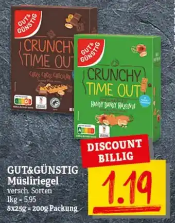 nah & gut Gut & Günstig Müsliriegel 200 g Packung Angebot