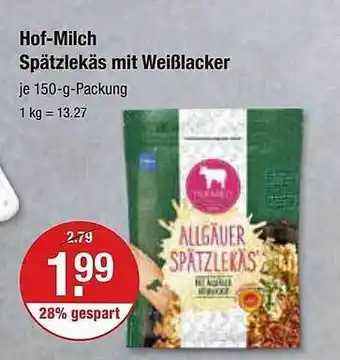V Markt Hofmilchspätzlekäs mit weißlacker Angebot
