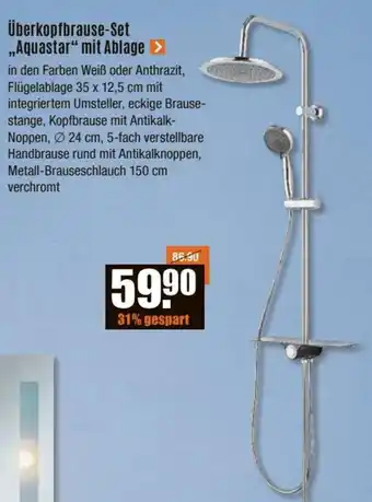 V Baumarkt Überkopfbrause Set Aquastar mit Ablage Angebot