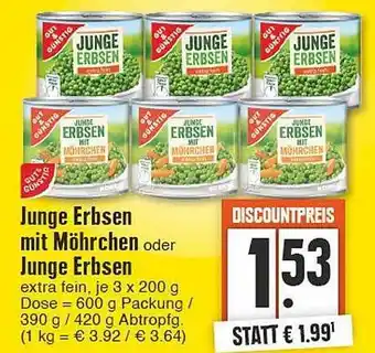 E-Center Gut & günstig junge erbsen mit möhrchen oder junge erbsen Angebot