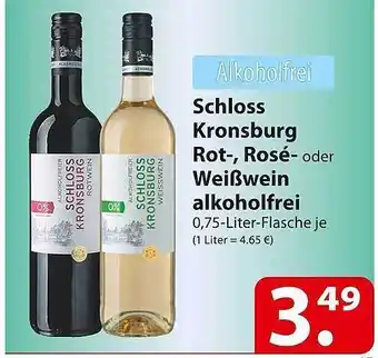 Famila Nord Ost Schloss kronsburg rot-, rosé- oder weißwein alkoholfrei Angebot