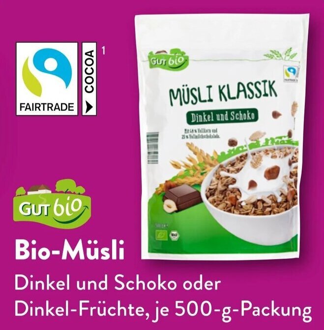 Gut Bio BioMüsli 500 g Packung Angebot bei Aldi Süd