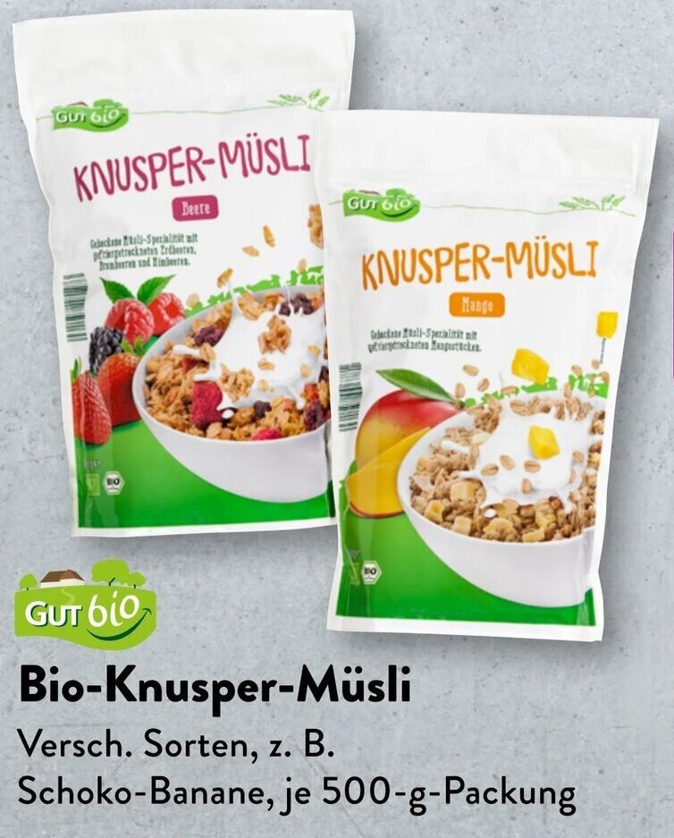 Gut Bio BioKnusper Müsli 500 g Packung Angebot bei Aldi Süd