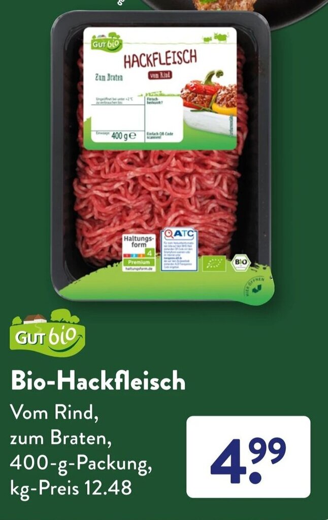 Gut Bio Bio-Hackfleisch vom Rind 400 g Packung Angebot bei Aldi Süd