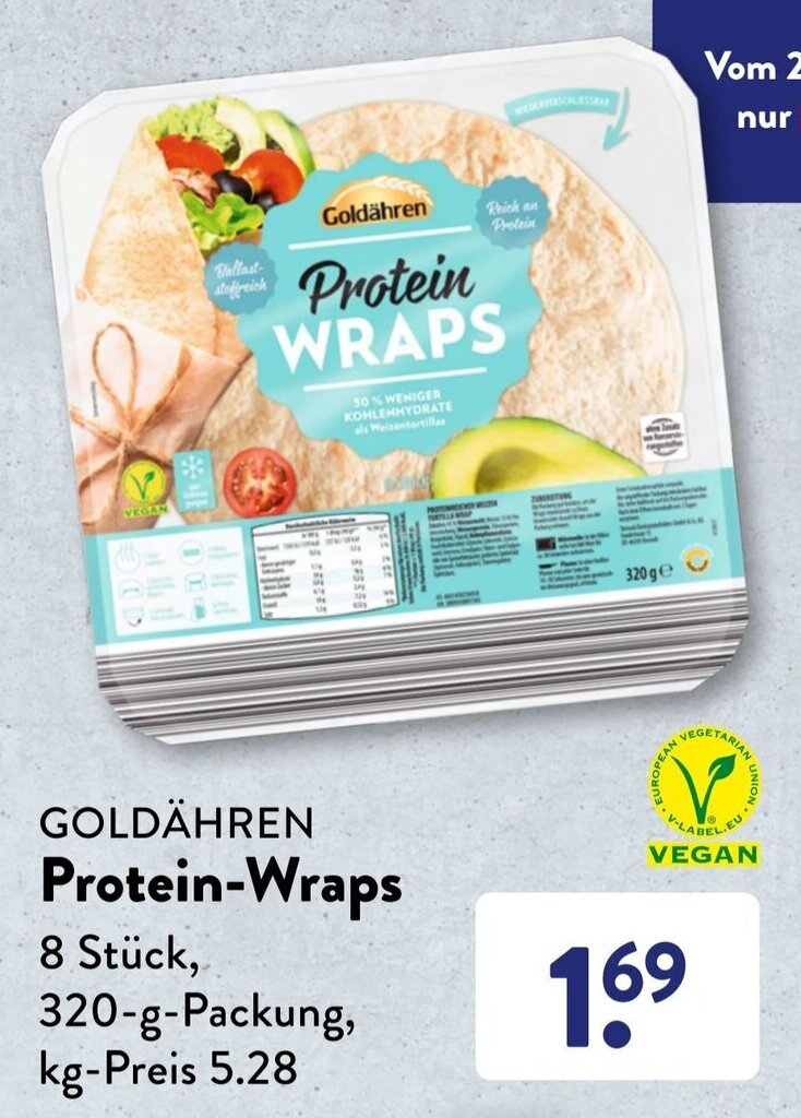 Goldähren Protein Wraps 320 g Packung Angebot bei Aldi Süd