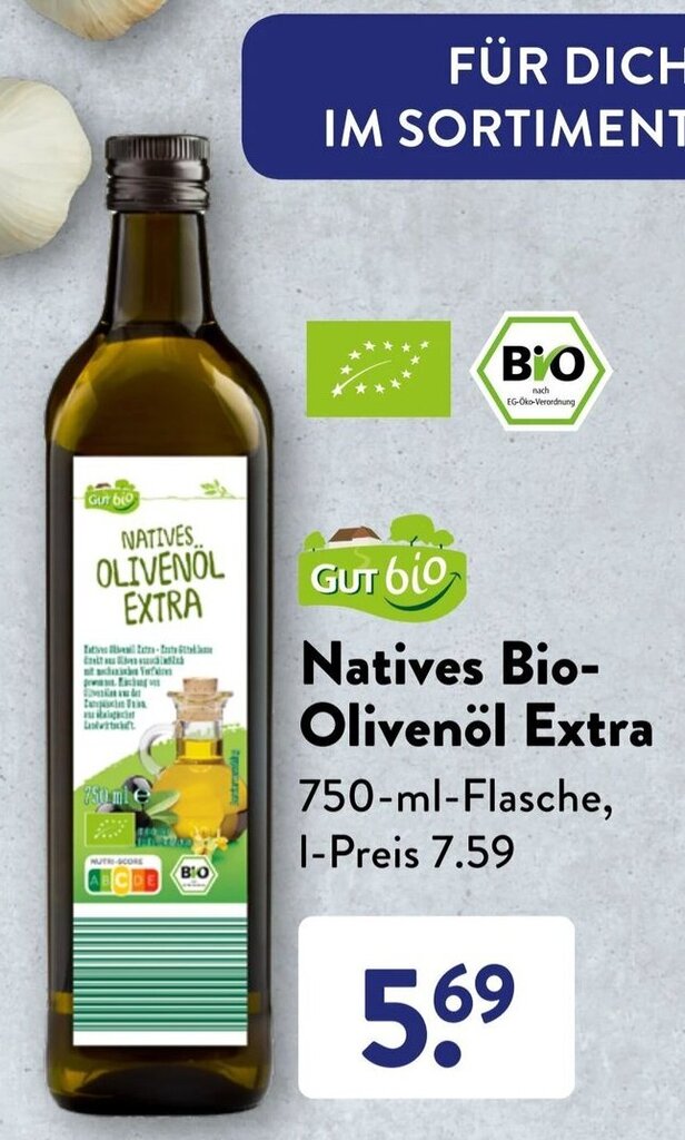 Gut Bio BioNatives Bio Olivenöl Extra 750 ml Flasche Angebot bei Aldi Süd