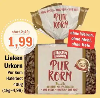 Aktiv Irma Lieken Urkorn Pur Korn Haferbrot 400 g Angebot