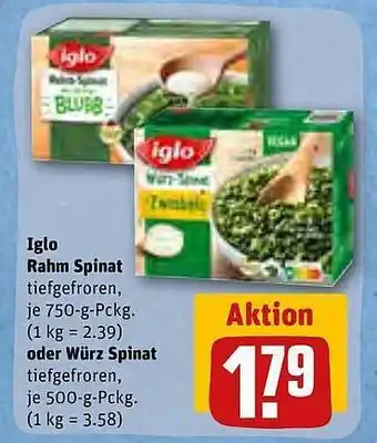 REWE Kaufpark Iglo rahm spinat oder würz spinat Angebot