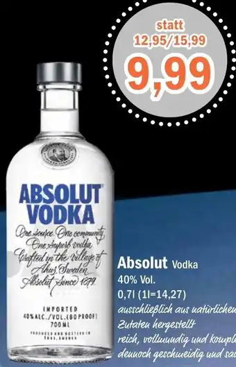 Aktiv Irma Absolut Vodka 0,7 L Angebot